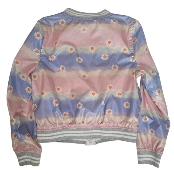 Kidpik Pink/Blue Daisy Floral Print Full Zip Bomber Jacket Size Small (7/8) - Picture 3 of 9